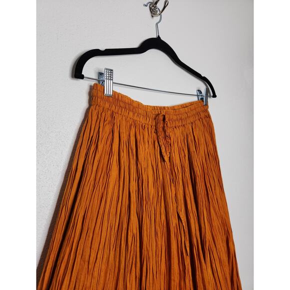 Vintage y2k Fashion Fuse One Size Maxi Skirt Pleated Orange Boho Fall Fairy - Picture 3 of 6